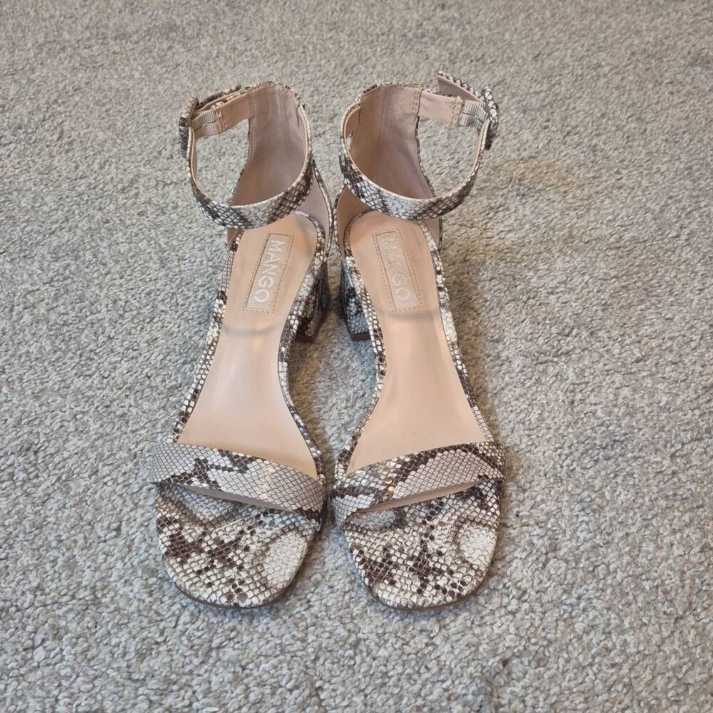 Mango Snake Skin Block Heel Sandals Shoes Size 9.5 — image 2 of 7